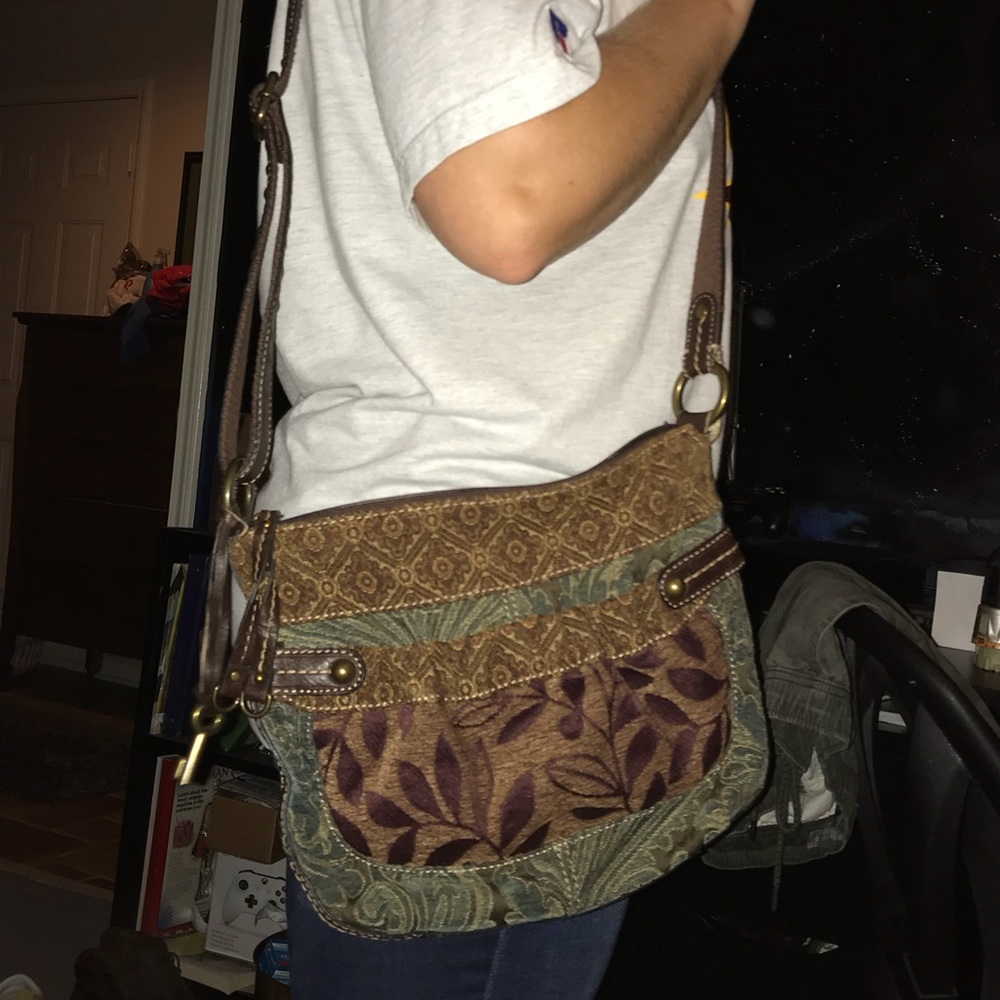 FOSSIL Cloth & Leather Crossbody Handbag - Picture 8 of 8